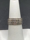 Vintage Sterling Silver Beaded Band Ring - Size 8