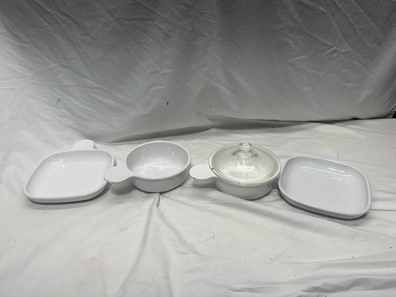 Set Of Four French White Corning Ware Information In Picture