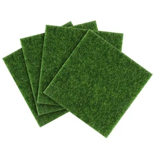 4Pcs Lifelike Grass Carpet for Small Garden Decoration 15x15cm Green