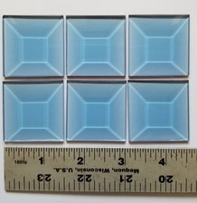 Stained Glass Supplies - 6 - 1.5 x 1.5 Inch Light Blue Glass Bevels 63310