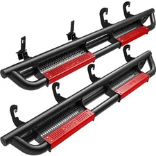 Running Boards for 2007- 2018 Silverado Sierra Crew Cab Nerf Bars Drop Steps Red