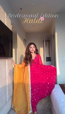 Designer Pink Anarkali Gown Wedding PartyWear Outfit Traditional Wear Long Drees