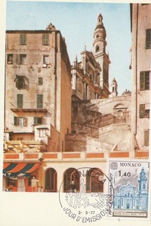 3.5.77.MONACO CARTE 1er JOUR MENTON EGLISE St MICHEL