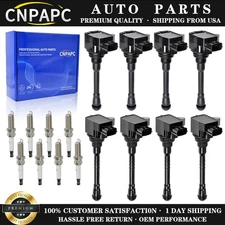 8Pack Ignition Coils + Spark Plugs for Nissan NV2500 NV3500 TITAN 5.6L UF812