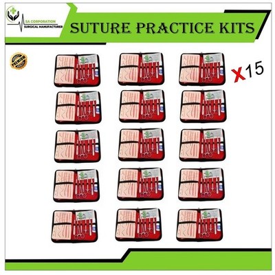 15 kits 19 Pcs Suture Practice Complete Suture Training With Silicone Pad