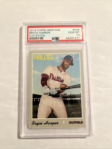 2019 Topps Heritage Baseball Bryce Harper #534 Flip Stock PSA 10
