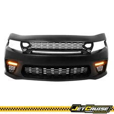 Fits 20-23 Dodge Charger Widebody SRT Style Front Bumper Cover +Grille +LED DRL