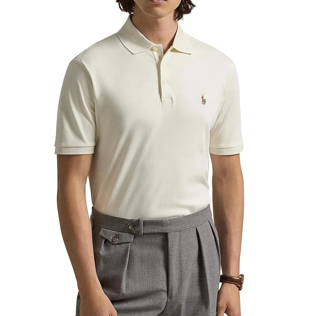 $110 Polo Ralph Lauren Men's Classic Fit Soft Cotton Polo Shirt, Chic Cream, XL