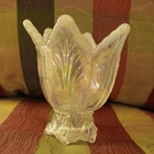 Fenton Tulip Two Way Candle Holder -Votive or Taper- 4" in Iridescent Clear VTG