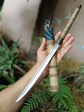 Cuchillo E-Nep de machete tailandés hecho a mano 9,9” disco de arado hoja forjada de acero, bambú