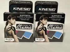 2 Pack Kinesio Muscle and Joint Tape Tex Classic 2" x 4.4 Yds Roll - Black