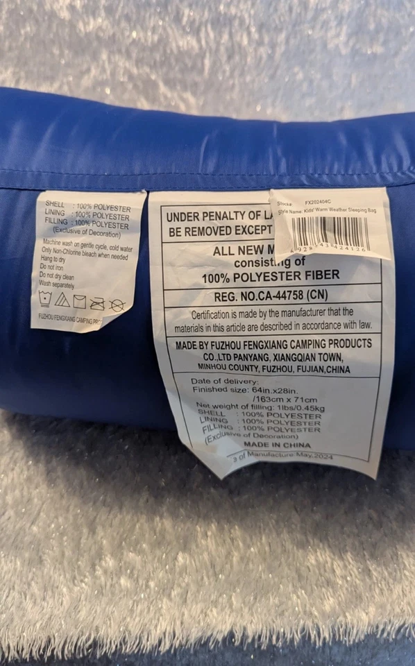 Ozark Trail Youth Warm Weather Sleeping Bag - Blue W Red Interior - 5'4"X 2'4" - Image 3 of 4