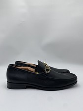 Salvatore Ferragamo Chris Gancini-plaque leather loafers in Black Size 8.5E