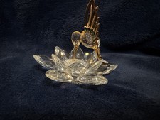 Swarovski Crystal Gold Hummingbird In Flight With Flower 3.5