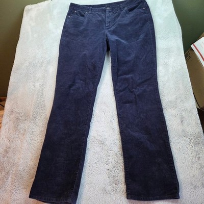 Talbots Heritage Corduroy Pants Womens 14 Navy Blue Straight Leg Stretch Cotton