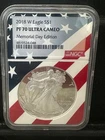 2018-W AMERICAN SILVER EAGLE NGC PF70 UC MEMORIAL DAY EDITION FLAG