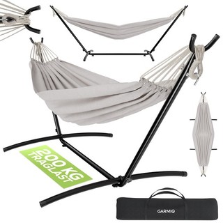 GARMIO® Hängematte Gestell Baumwolle 200kg Outdoor Tasche faltbar RETOURE