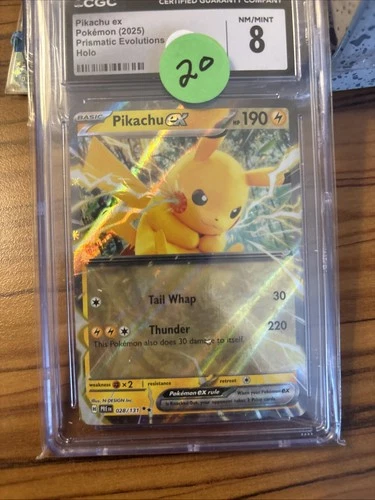 2025 POKEMON PRE EN-PRISMATIC EVOLUTIONS #028 PIKACHU EX PSA 8