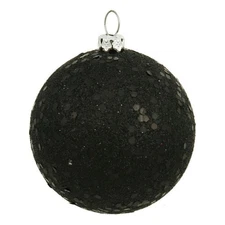 Vickerman 4" Plastic Ball Ornaments in Sequin Black (Set of 6)