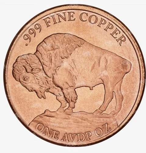 Buffalo Nickel 1 AVDP oz .999 Fine Copper Round