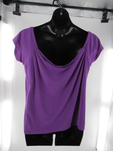 Plus Size Women Drawstring Purple Solid Short Sleeve Blouse Top Shirt Sz 4X NWT - Picture 2 of 4