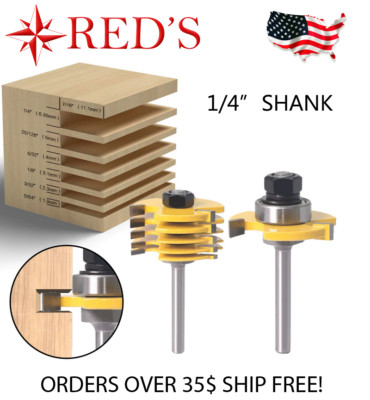 Y73704-4 REDS - 6 Piece Kerf Slot Cutter Router Bit Set 1/4