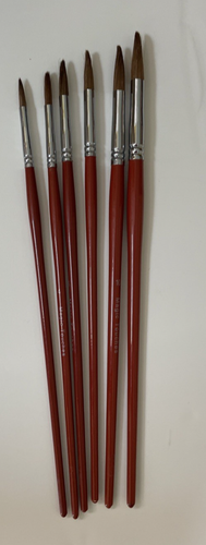 Magic Touches Artist Paint Brush Set 6 Sizes Natural Sable Round Tips