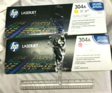 HP LaserJet Print Cartridge Lot of 2 Genuine Magenta Yellow 304A NIB Free Ship