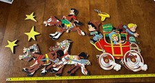 Vintage 1958 The Dolly Toy Co. Cowboy Western Stage Coach Horse Wall Plaque