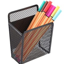 Magnetic Pencil Holder - Extra Strong Magnets Mesh 1 Basket 1 Pack Black,Mesh