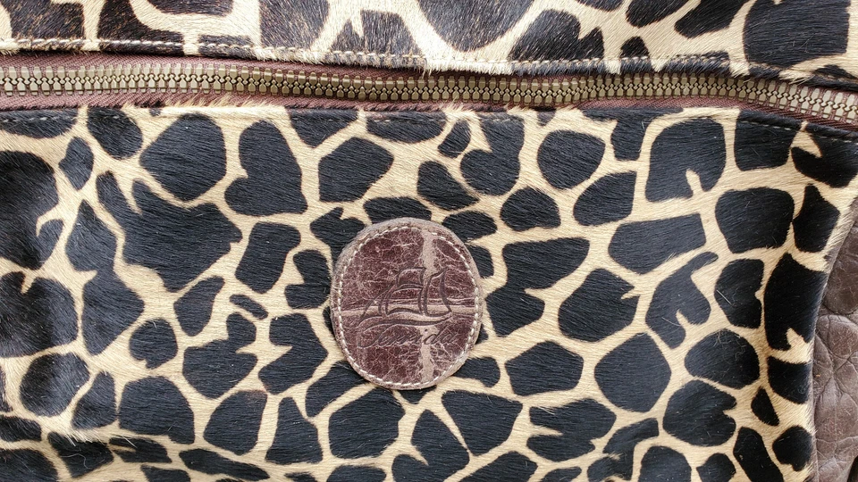 Mala de transporte Terrida couro vermelho italiano cabelo de bezerro estampa animal rolante - Imagem 3 de 4