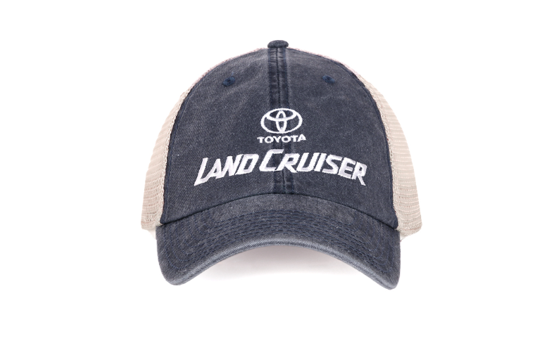 TOYOTA LANDCRUISER CAP TRUCKER STYLE BLUE DENIM WASH COLOUR RETRO