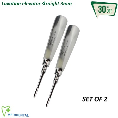 Dental Root Luxation elevator straight 3mm Extracting Tooth & Roots Set of 2