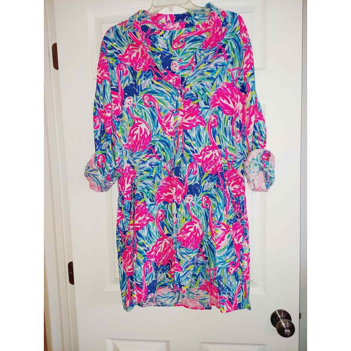 LILLY PULITZER Lillith Tunic Dress Size LARGE Flamenco Beach Flamingo Cover  up | eBay