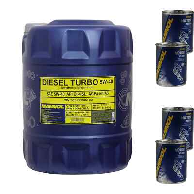20L Motoröl MANNOL Diesel Turbo 5W-40 4x MANNOL Motor Flush ADDITIV