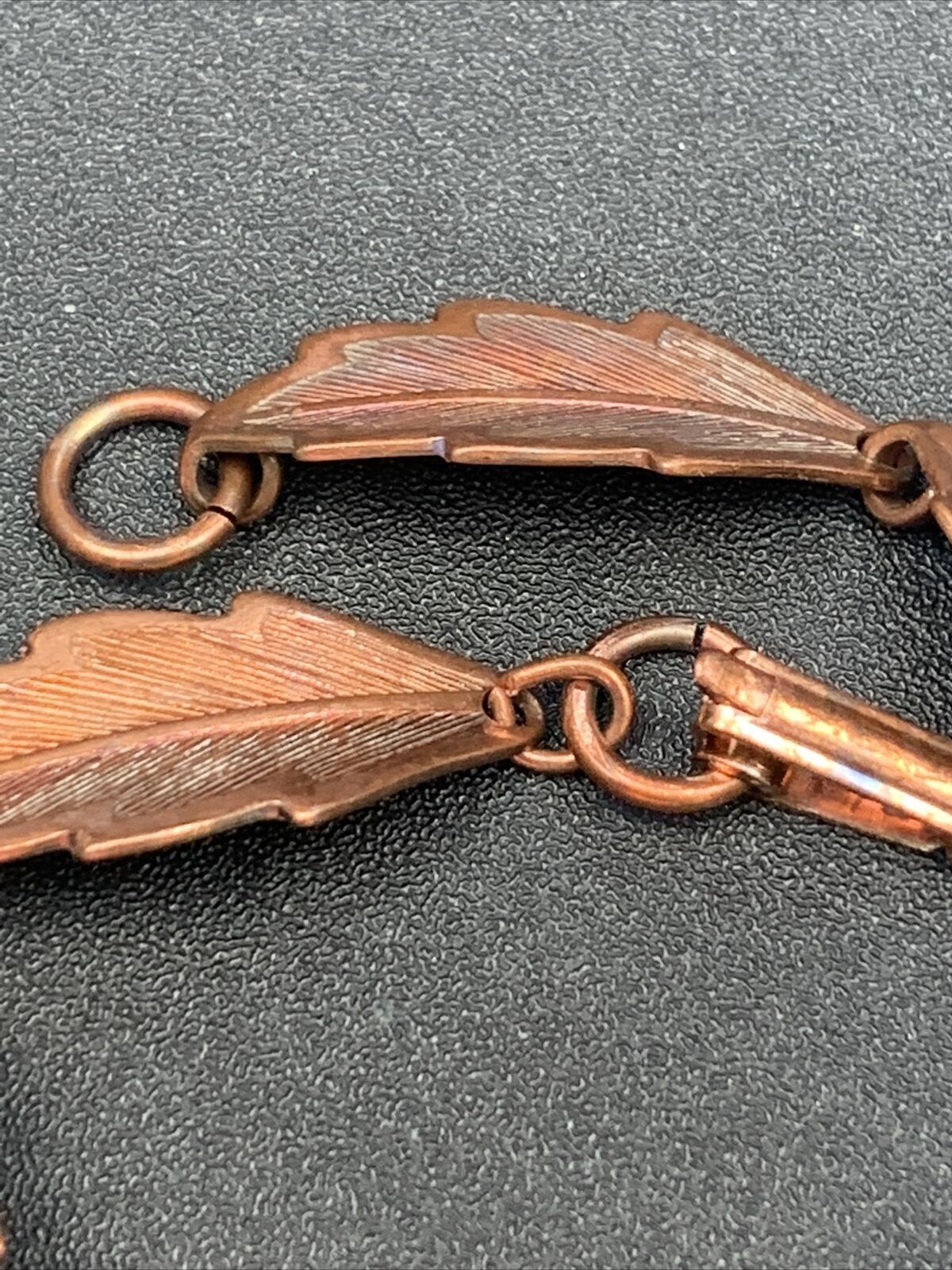 VINTAGE Healing Solid Copper Repousse Leaf Link B… - image 4