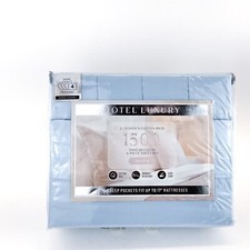 Hotel Luxury Queen Bed Sheet Set Hotel Luxury 1500 TC Blue New
