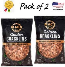 Mac's Chicharrones Golden Pork Cracklins, Fried Pork Fat with Skin 8oz Pack of 2