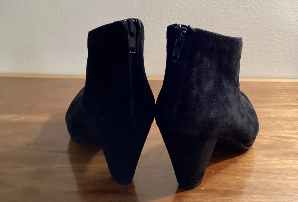 Botines al tobillo Pas De Rouge para mujer con cremallera trasera tacón cono gamuza negra talla 35,5 SEXY Foto 3 de 4