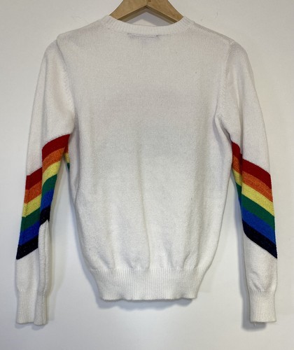 White Chenille Rainbow Crop Sweater | eBay