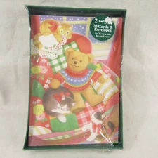 VTG New Kmart Boxed Christmas Cards Teddy Bear & Kitty Cats Set of 20 Cards