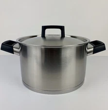 BergHOFF Silver Black Ron 10" 6.8 Quart Covered Stockpot Stainless Steel 3 Layer