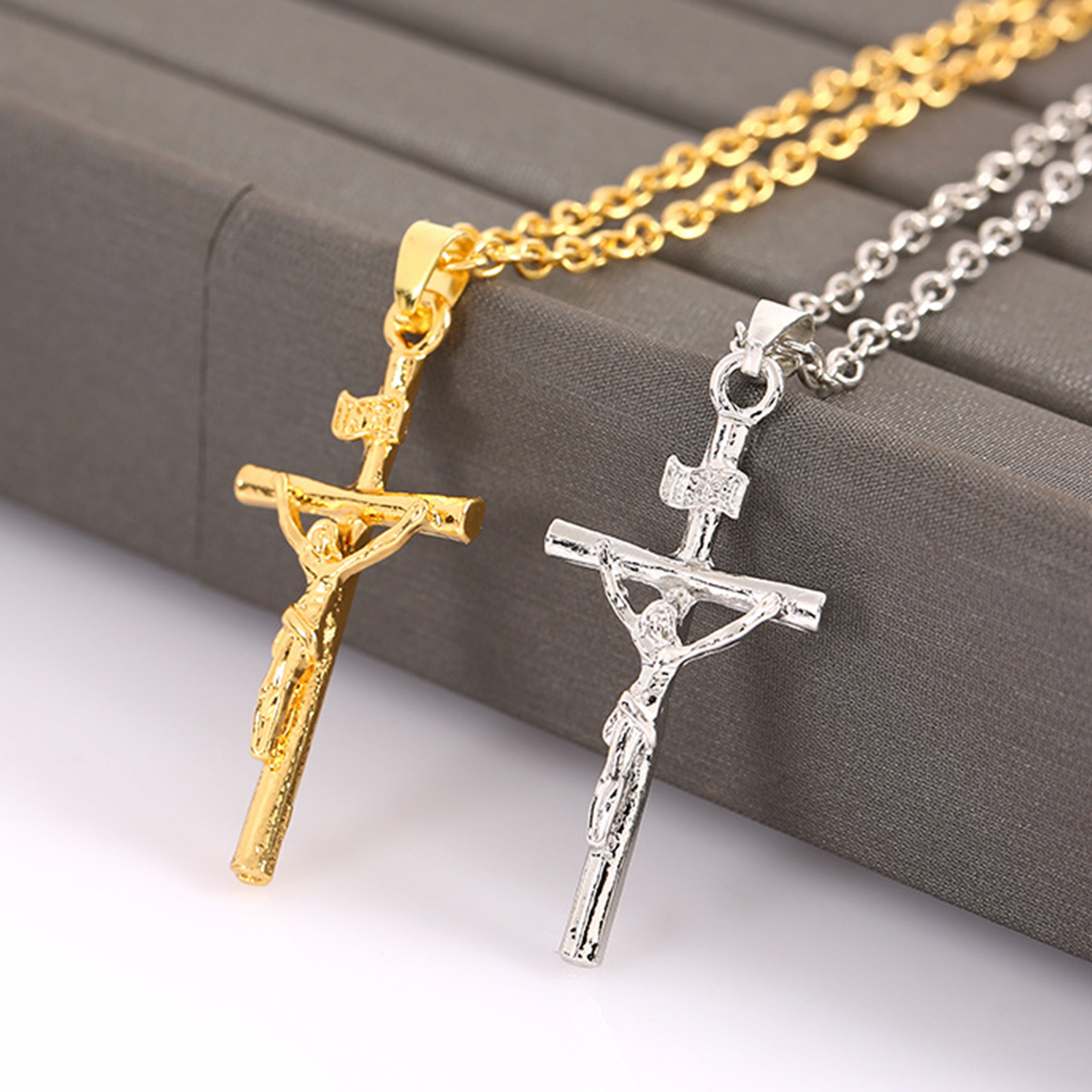 Christliche Jesus-Kreuz-Halskette für Damen und Herren, Schmuck, Geschenk, Edel