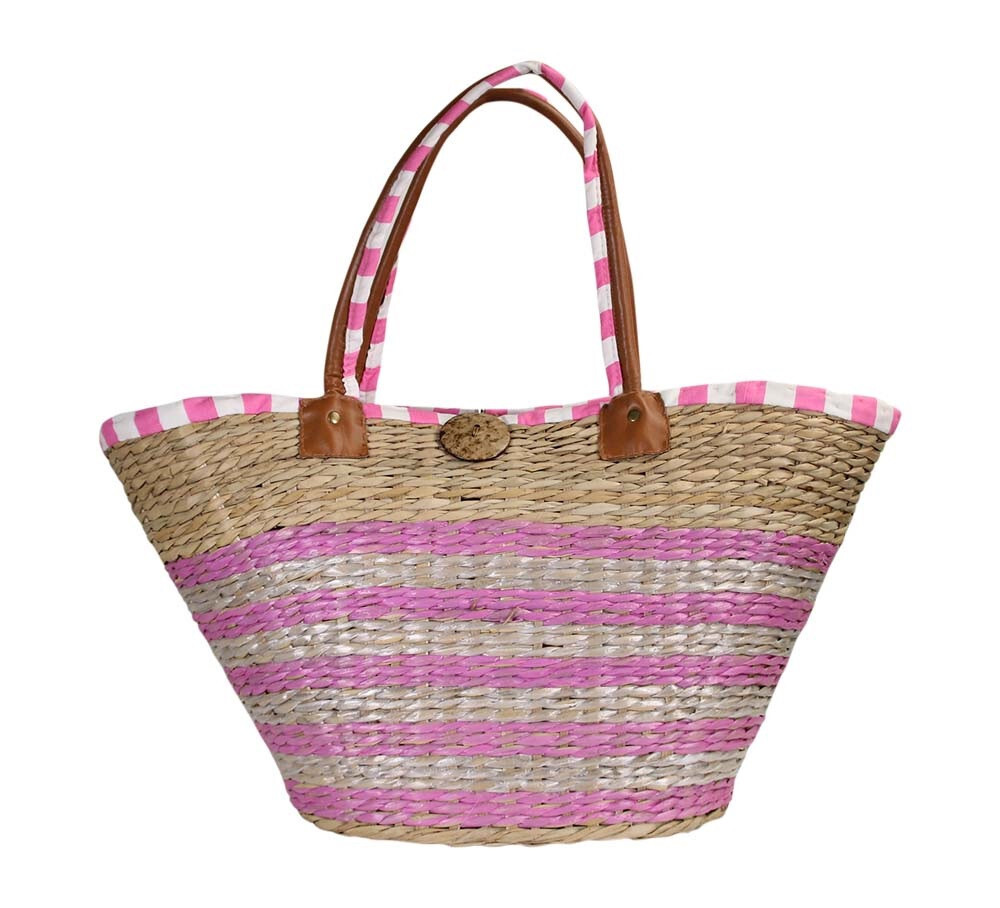 Bolsa Playa Rohkorb Rosa Blanco Bolso de Bandolera Mochila Bolsa Cesta