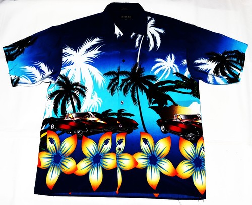 Koman Sport Men's Short Sleeve Button Front Hawaiian Tropical Shirt Size XL