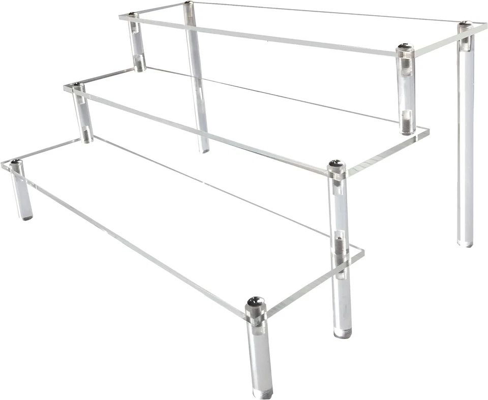 AZEAM Acrylic Riser Clear Display Stand Cologne Organizer Acrylic Shelves 3 Tier Shelf