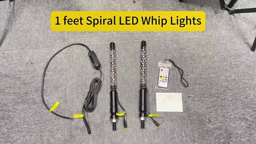 2x 1FT RGB LED Spiral Whip Lights Off Road For Polaris RZR XP 1000 900 Turbo S - Video 1 of 1