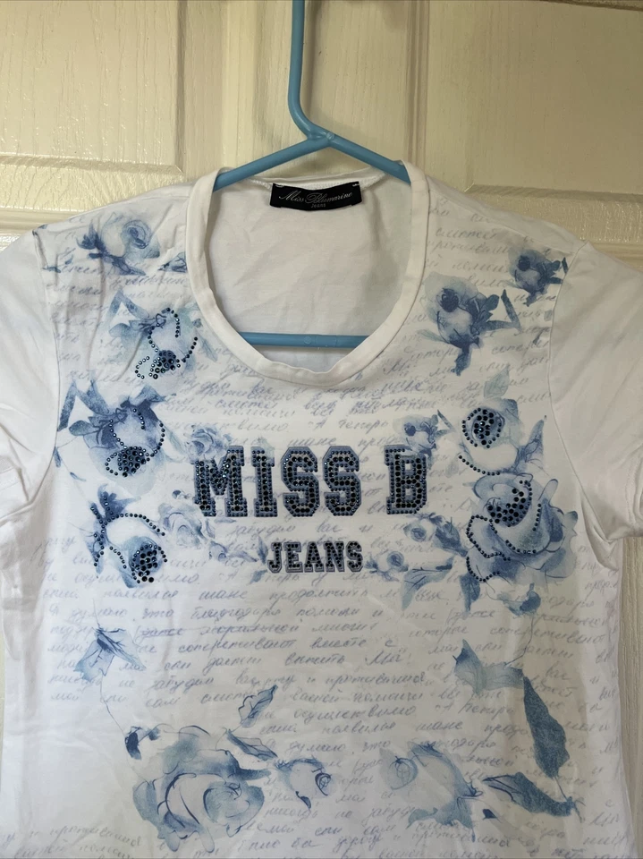 Camisa jeans feminina manga curta Miss Bluemarine - Imagem 2 de 4