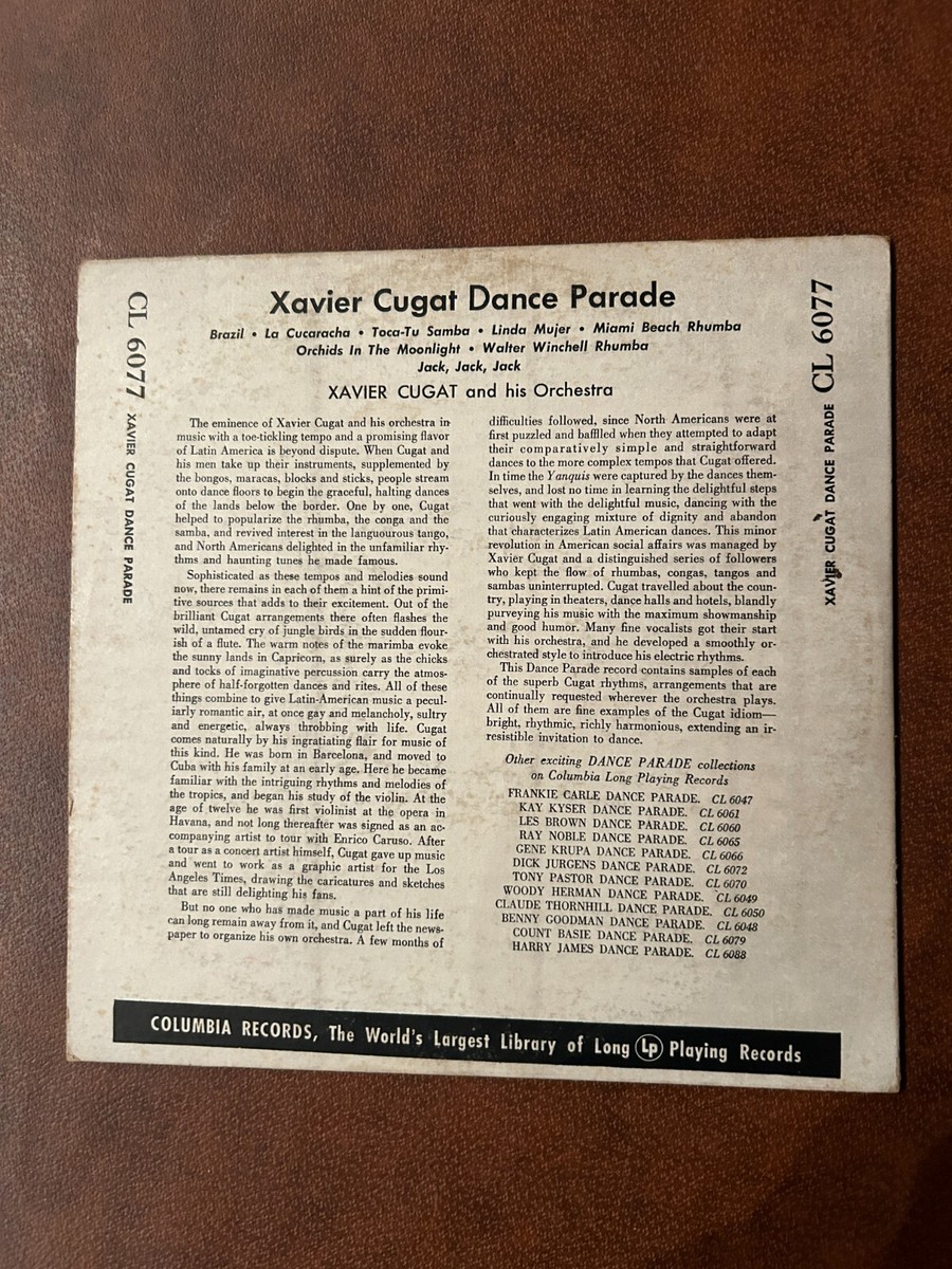 Xavier Cugat Dance Parade 1949 Rumba CL-6077 Vinyl 10'' | eBay