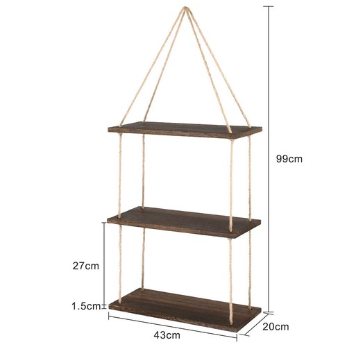 3 Tier Hanging Shelf Wall Floating Storage Shelves Plants Flower Pot Books Racks - Picture 6 of 12